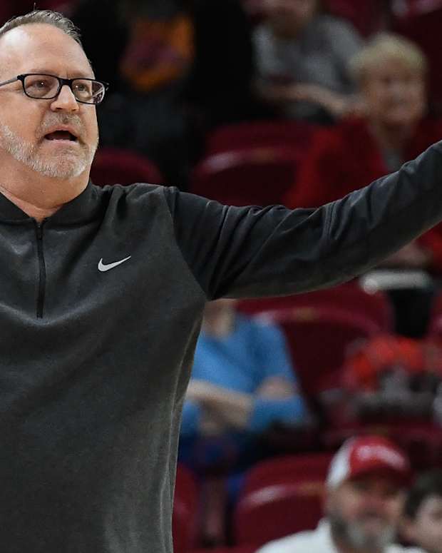 Razorbacks coach Mike Neighbors during game against Georgia